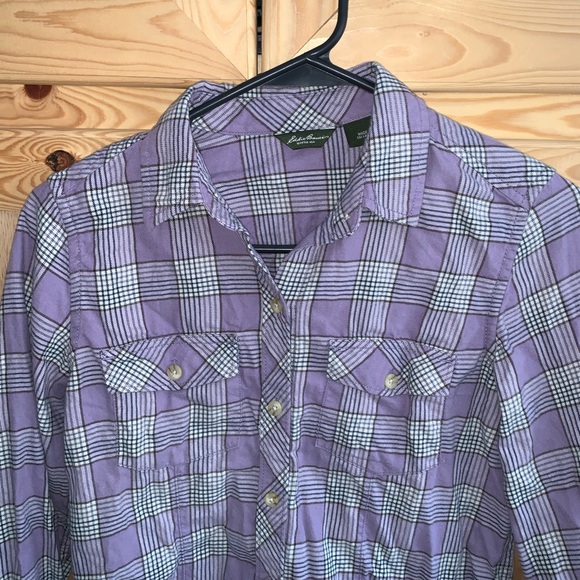 Eddie Bauer purple plaid flannel shirt size XS - Picture 2 of 3